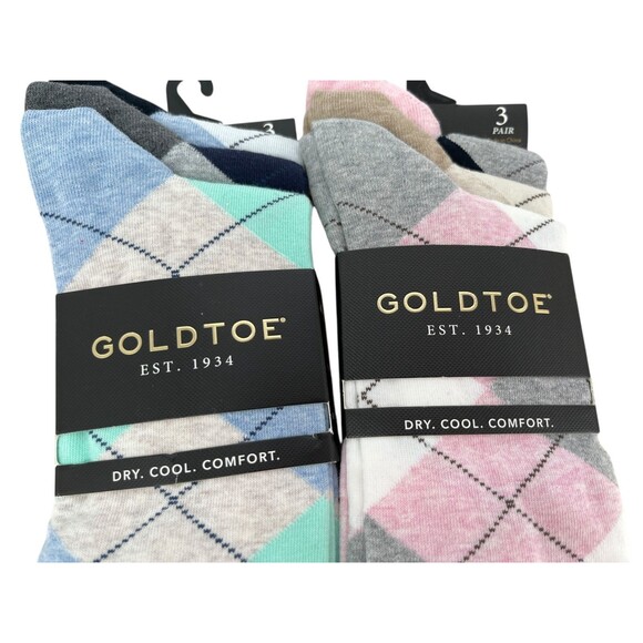 Lot of 2 Packs Gold Toe Carlyle Argyle Socks 6 Pairs 6-12.5 Shoe Size Mens NEW - Picture 4 of 4